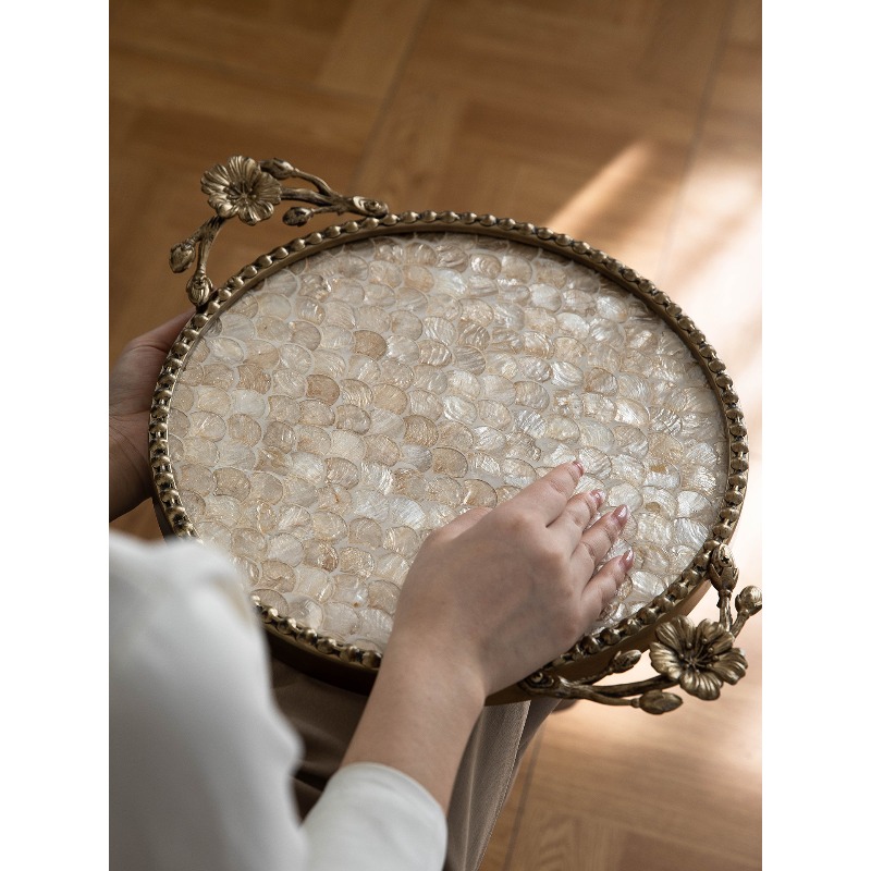 Luxury Skin Care - Retro Light‑Luxury Shell Decorative Tray New