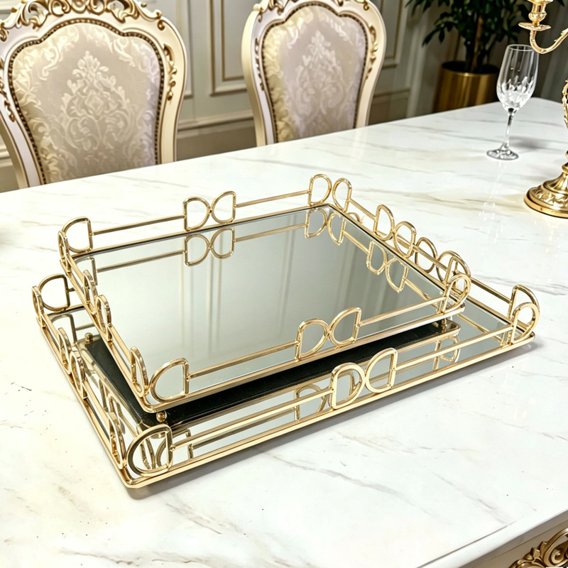 Luxury Skincare Products - Luxury Gold Mirror Storage Tray Rectangle